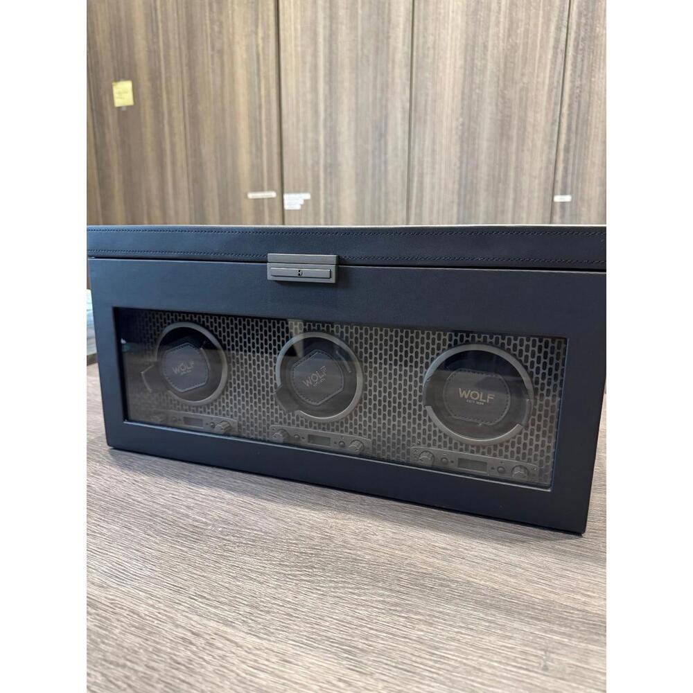 WOLF Axis Triple Watch Winder with Storage in Powder Coat, 469403